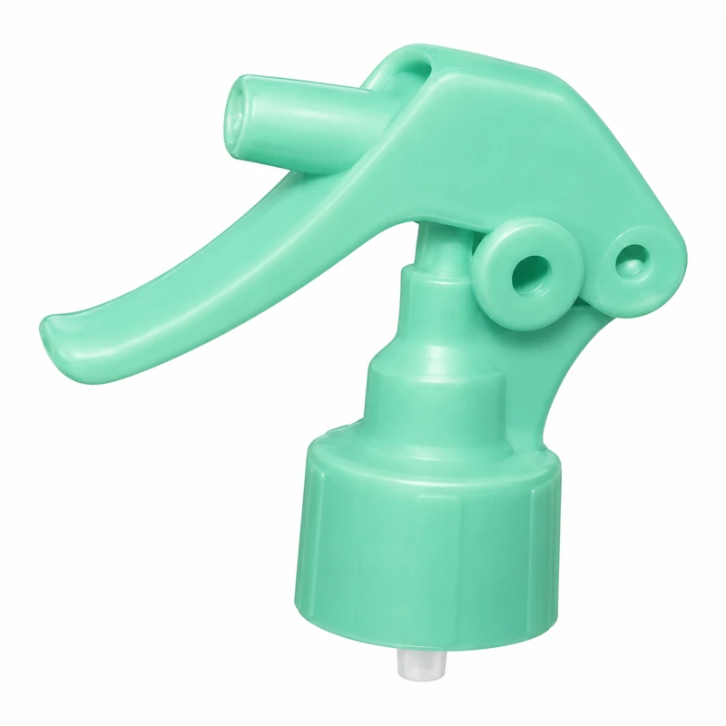 Mint-green compact trigger sprayer with round pivot details